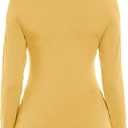Womens Long Sleeve Turtleneck T-Shirts Casual Lightweight Slim Fit Cozy Base Layer Top (Yellow, L)