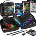 136 PCS Colored Pencils Set for Adult Coloring Books, 120 Colored Pencils with Sketchbook, Coloring Book, Sharpener, Soft Core Oil-Based Coloring Pencils for Artists Drawing Sketching Blending Shading (Black)