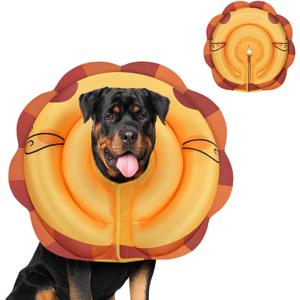 TOBYTO Inflatable Dog Cone Alternative - Soft Adjustable Recovery Collar for Small Medium Large Dogs After Surgery, Protective E Collar Anti Licking Does Not Block Vision(Orange, XL)