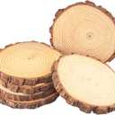 6 PCS 8-9 Inch Natural Wood Slices, Unfinished Pine Wood Slices with Barks for DIY Crafts, Christmas Rustic Wedding Ornaments and Centerpieces,by GNIEMCKIN