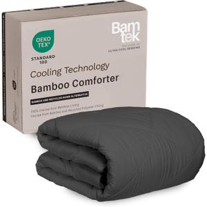 Bamtek 100% Viscose Derived from Bamboo Comforter, Cooling Comforter, Duvet Insert, Breathable, Extra Fluffy, Lightweight Comforters, Charcoal  Queen Size