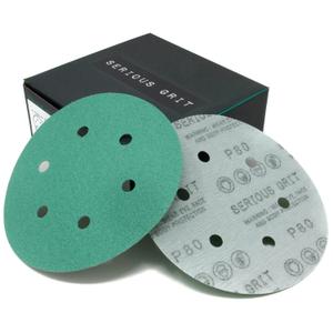 6-Inch 6-Hole 80 Grit Sanding Discs - Heavy-Duty Hook & Loop Film Discs - Sandpaper for Random Orbital Sanders - Pack of 50, Box