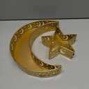 2 Pcs Eid Mubarak Moon Star Dinner Plate Tray Ramadan Serving Tray Muslim Islamic Dessert Trays Pastry Tableware Dessert Food Storage Container Display Holder for Party, Gold