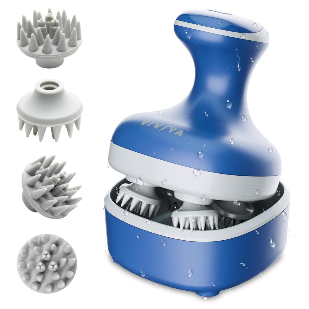 VIVIYA Electric Scalp Massager, Portable Rechargeable Head Massager with 8 Removable Massage Claws, Waterproof Handheld Hair Scalp Scratcher for FullBody Massage and Stress Relax