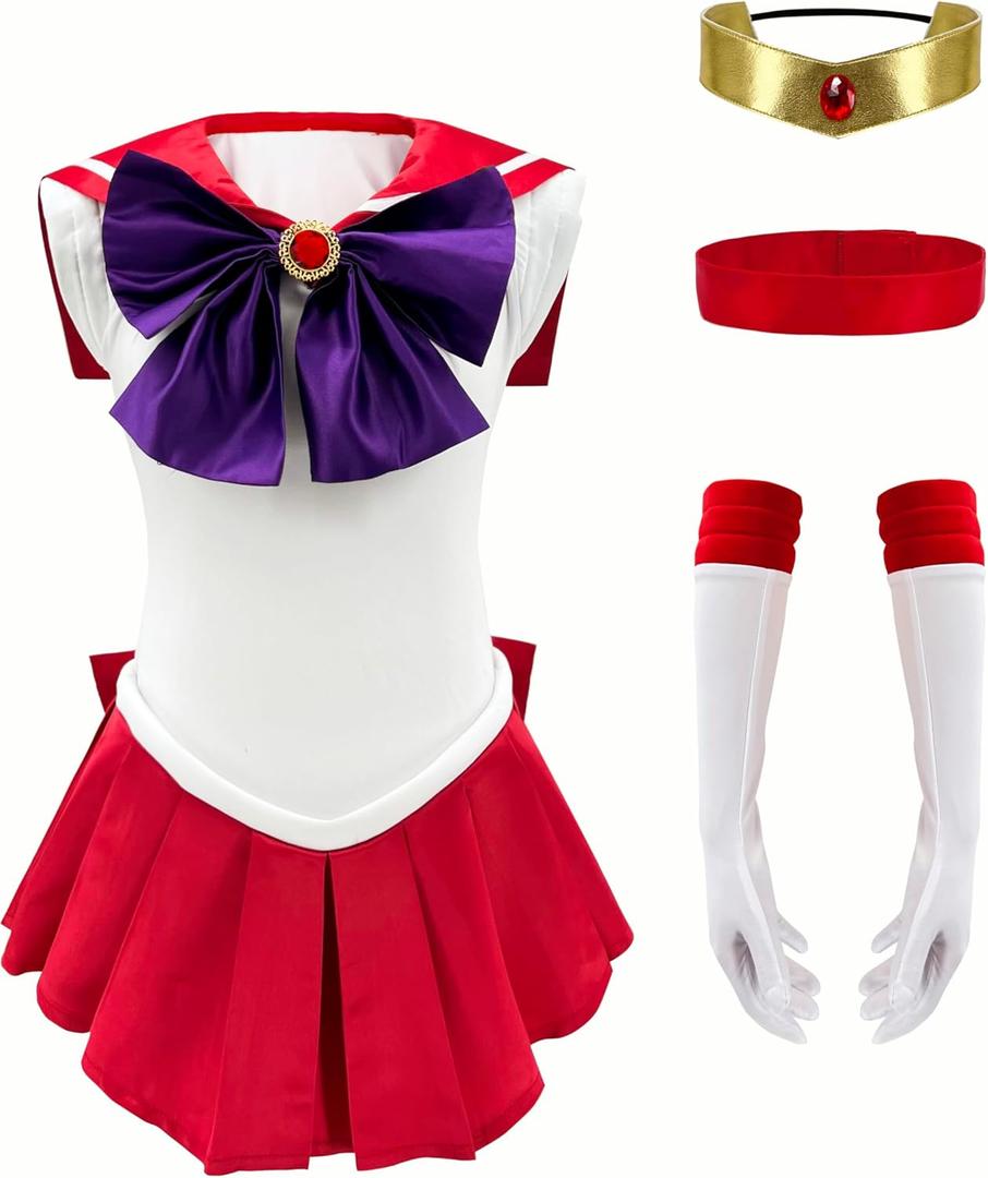 Anime Outfits Moon Cosplay Costume For Women Girls (Women-S(Height:63-65Inch), Red)