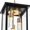 5CCT LED Large Outdoor Pendant Light Fixtures, 3-Light LED Integrated Bulbs Included Modern Outdoor Hanging Lighting Ceiling, Clear Glasss Outside Chandelier for Porch Gazebo Entryway