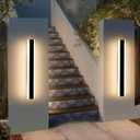 Mikeru 2 Pack 23.6inch Outdoor Light Fixtures, 3000/4500/6000K 3 Color Modern Black Linear Wall Lights Front Porch Light Wall Mounted Led Lighting for Basement, Shop,Garage Non-Dimmable