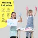 Kids Aprons for Cooking Waterdrop Resistant Aprons for Girl & Boy Toddler Apron for Painting, Gardening, Baking, Smock (Plaid Water Green, Medium (6-10 years)