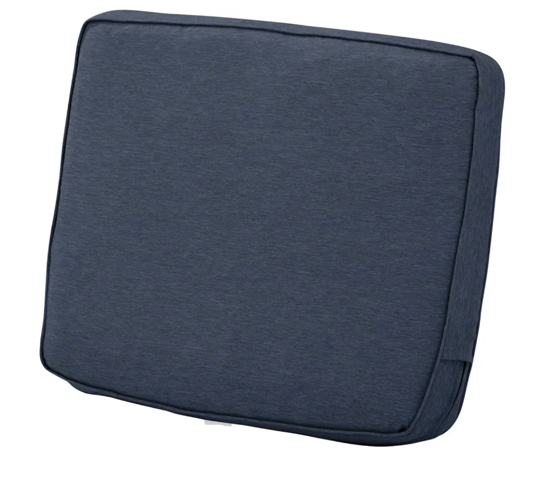 Classic Accessories Montlake Water-Resistant 21 x 22 x 4 Inch Patio Lounge Back Cushion, Heather Indigo Blue, Outdoor Loveseat Cushions