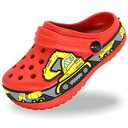 FolHaoth Toddlers Cute Cartoon Excavator Racecar Pattern Boys Girls Clogs Slip On Lightweight Breathable Kids Sandals Non Slip Indoor Outdoor Beach Pool Shower Slippers Shoes Size 28