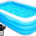 Toysical Inflatable Pool for Kids and Adults with Pump - 118 x 72 x 22 - More Durable Than Other Blow up Pools for Adults - Includes Patches (Blue)