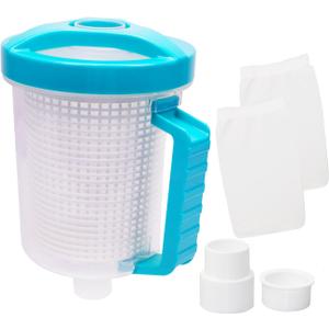 Inline Pool Leaf Canister Catcher, Leaf Catcher for Pool Vacuum with White Basket and 2 Skimmer Socks, Catch Leaves & Debris, Replacement Part for Inground Pool Cleaners