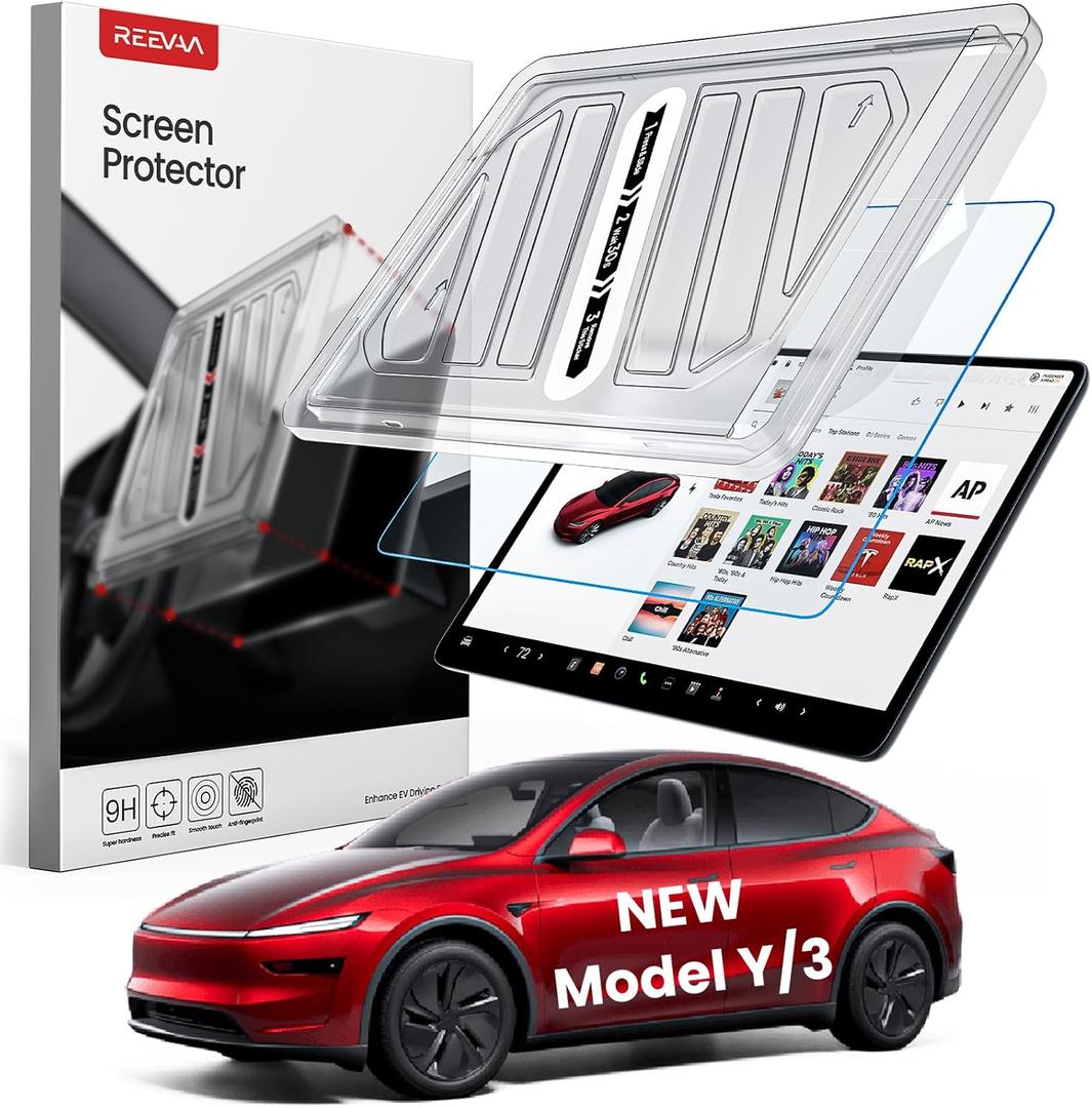 REEVAA Screen Protector for Tesla Model Y Juniper & Model 3 Highland 2026 Standard [Anti-Glare & No Fingerprint], 9H Tempered Glass for Tesla 15.4" Front Screen, with Alignment Frame, Matte