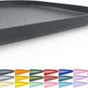 Silicone Pet Feeding Mat with Raised Edge for Food and Water, Dog Bowl Mats, Cat Bowls Placemat with High Lip for Floor Waterproof, Rubber Tray for Cats and Dogs 19 x 12 x 0.7 Dark Grey