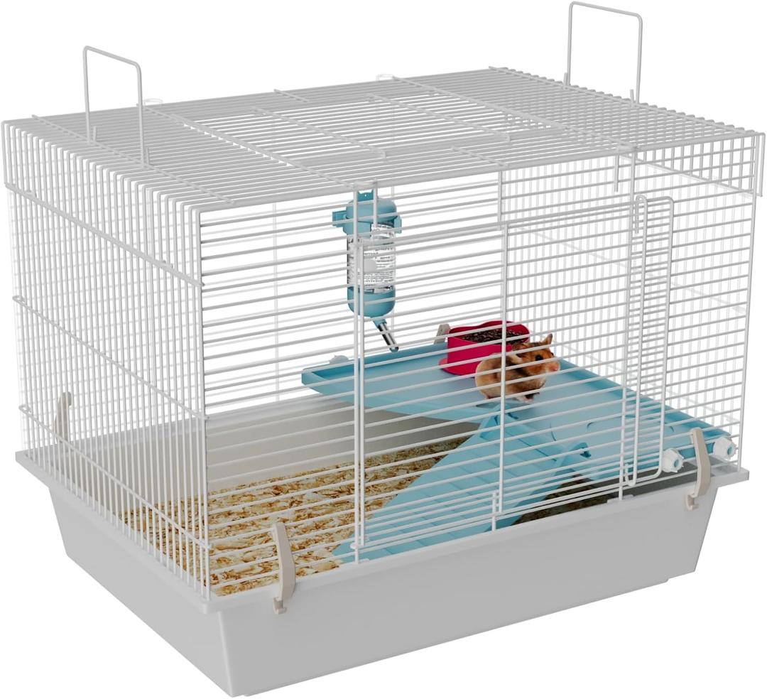 STILLCOVE Small Hamster Cage Indoor: 2 Tier Rat Mouse House Gerbil Habitat Pet Enclosure with Water Bottle & Food Bowl - Small Animal Cage for Dwarf Syrian Mice Rodent