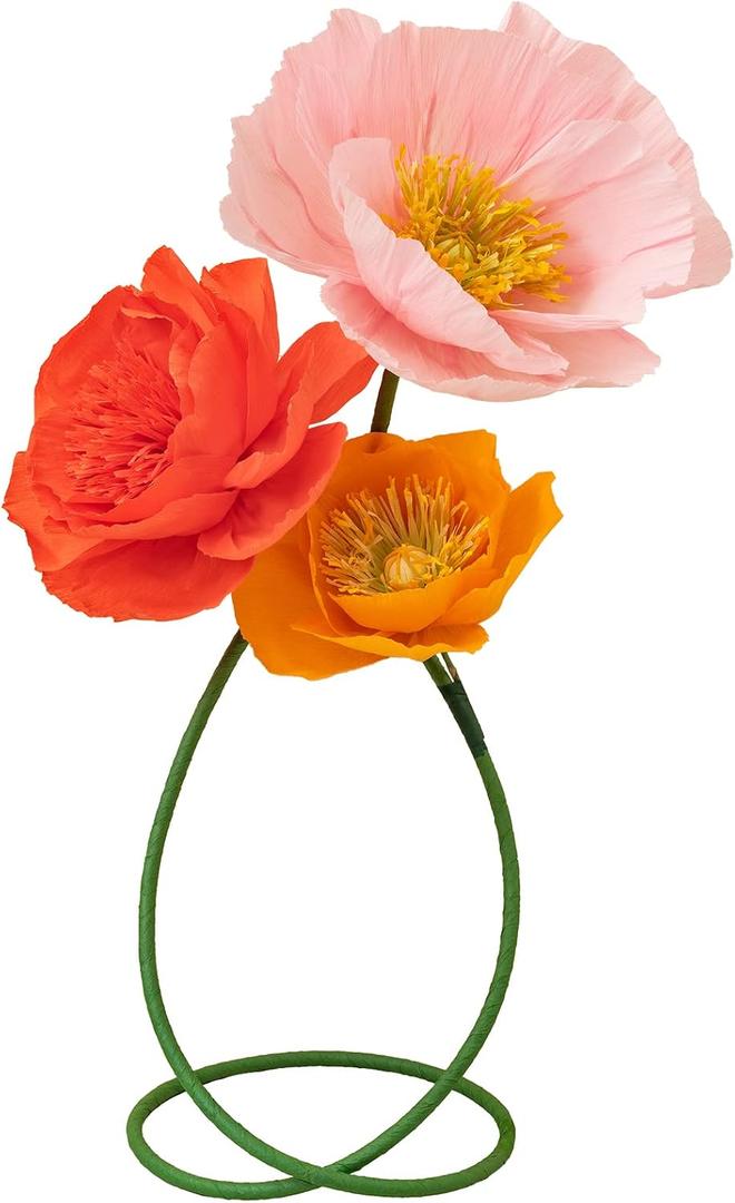 16" 3D Paper Flower Decoration for Wall, Giant Paper Flowers, Large Handcrafted Paper Flowers (Orange Red/Orange Yellow/Pink, Set of 3)