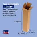 BOX USA Shipping Boxes 4"L x 4"W x 24"H, 25-Pack Tall Corrugated Boxes for Shipping, Packaging, Moving, Storage Box for Home or Business, Strong Wholesale Bulk Boxes