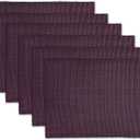 100% Cotton Ribbed Placemats - Set of 6-13 x 19 Inches - Dark Purple - Everyday Cloth Table Mats - Thick Construction, Washable & Reusable Cloth Place Mats - by AVKA Studio