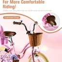 RULLY Donut Girls Bike 12 14 16 Inch Kids Bicycle for Toddlers Ages 3-8 with Training Wheels, Basket & Doll Seat, Retro Cruiser Style, Pink Purple Blue