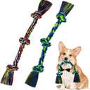WDZZHOT [2 Pack] Dog Rope Toys, Dog Chew Toy for Medium and Small Dogs, 3 Knots Heavy Duty Puppy Rope Toy, 100% Cotton Tug of War Dog Toys for Boredom, Teeth Cleaning
