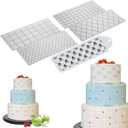 Wedding Cake Stencil Template, Kissbuty 5 Pcs Cake Decorating Embossing Plastic Spray Floral Cake Cookie Fondant Side Baking Mesh Stencil Mat Wedding Decor Tools (Diamond Quilted Grid Texture)