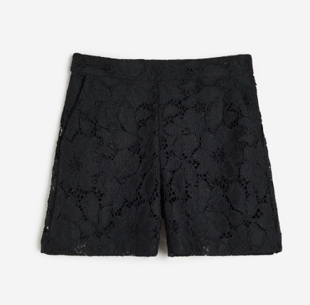 Shorts Womens Medium Black Crochet Mid Rise Casual