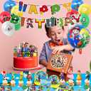 188 PCS Birthday Party Supplies, Party Decorations Includes Balloons, Film Balloons, Plates, Cups, Banners, Knives, Forks, Spoons, Napkins, Stickers, Cake Topper, Cupcake Toppers, Tablecloth