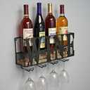 Southern Homewares Wine Bottle Rack & Glass Holder  Shabby Chic Vintage Decor for Kitchen or Bar, Wine Display Shelf, SH-10228