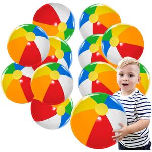 Lamnhin Beach Ball for Kids Pool Party: 12 Pack 18 Inch Inflatable Beach Balls Bulk - Blow up Beach Toys for Hawaiian Tropical Theme Party Decorations Favors Supplies