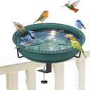 Bird Baths for Outdoors, Rustproof Metal Clamp Birdbaths & Birdfeeder with Detachable Plastic Basin, Outdoor Bird Feeding & Watering Station for Wild Birds Garden Patio Balcony (Green)
