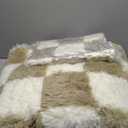 Checkered Area Rugs for Bedroom 5x8, Fluffy Beige and White Checkered Rug Fuzzy Shag Shaggy Carpets for Living Room, Soft Plush Furry Rug for Boy Girls Room Dorm Home Decor