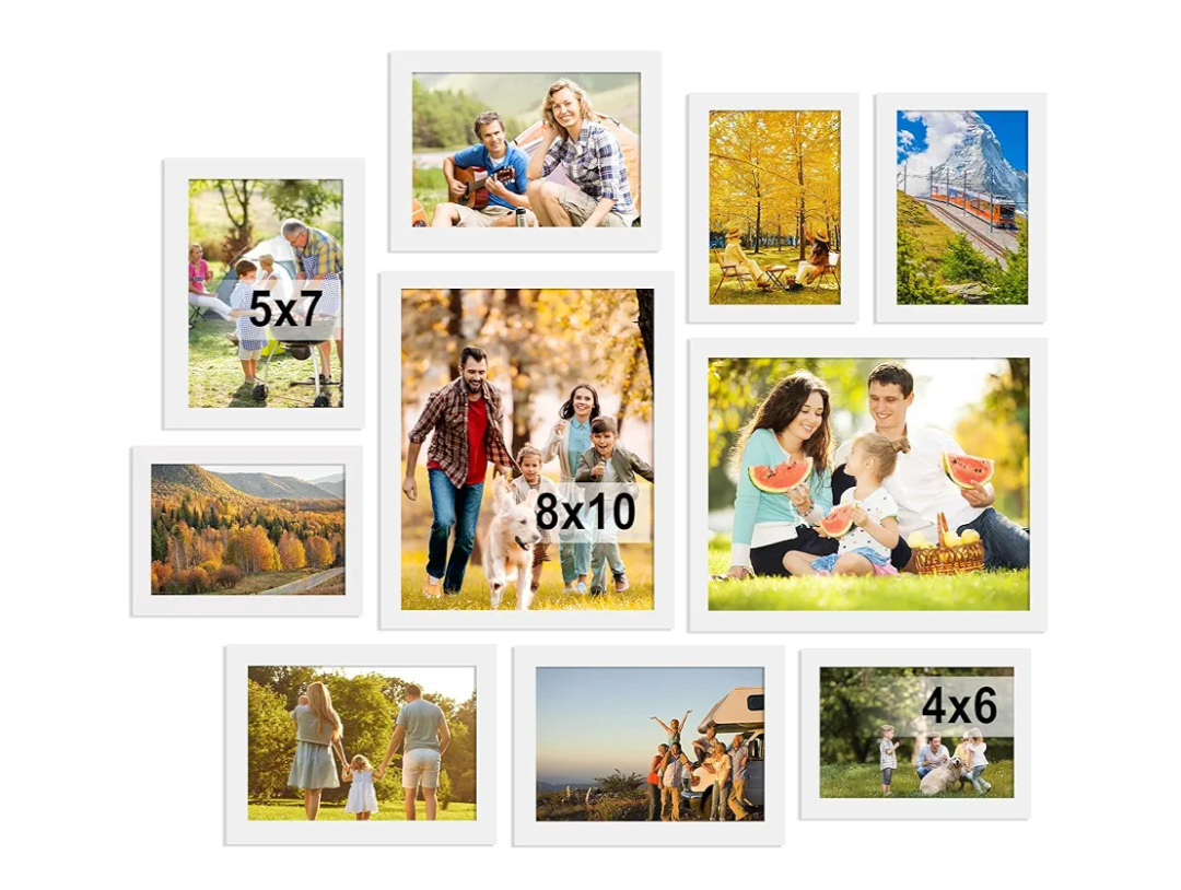 BESCRCL 10 Pack Picture Frames Collage Wall Decor, Gallery Wall Frame Set for Tabletop or Wall Mounting Display, Multi Size with Two 8x10, Four 5x7, and Four 4x6 Photo Frames, White