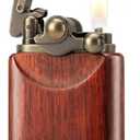 Rosewood Wooden Case Antique Type Soft Flame Rocker Arm Petrol Kerosene Lighter