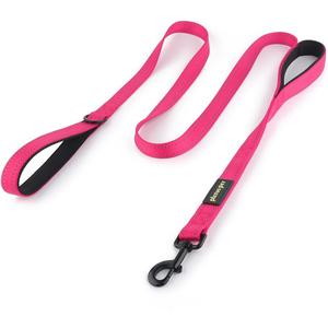Plutus Pet Double Handle Dog Leash 6ft Long, Padded 2 Handle, Heavy Duty, Reflective Training Leash for Medium Large Dogs, Dual Handle Lead (Pink)