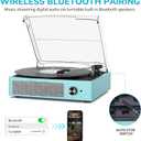 Vinyl Record Player with 2 Stereo Speakers Belt-Driven Vintage Turntables 3 Speed 3 Size Wireless Bluetooth Playback AUX-in RCA Out Headphone LP Vinyl Players Auto Stop Sky Blue