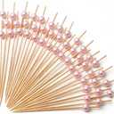 PuTwo Toothpicks for Cocktail Appetizers Fruits Dessert, 100 Count, Pink Pearls