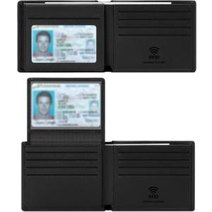 Travelambo Genuine Leather Wallet for Men with Gift Box - Handmade Bifold Stylish - Mens Wallets Rfid Blocking with 2 ID Windows
