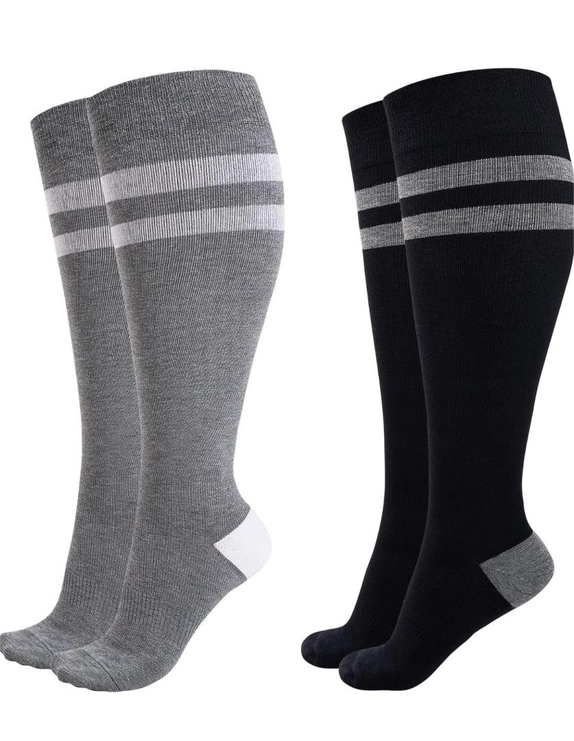 Momcozy Compression Socks for Women Wide Calf, 15-20mmHg Knee High Support Socks for Pregnancy, Nurses, Travel, Flying Size 3XL