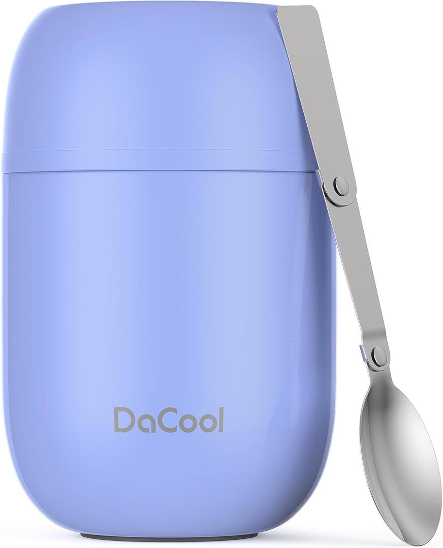 DaCool Stainless Vacuum Insulated Food Jar - 16 Ounce Thermo for Hot & Cold Food, Perfect for School, Work, Picnic & Outdoors - Purple