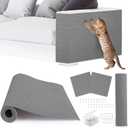 4pack Cat Scratch Couch Furniture and Wall Protector | Adhesive Cat Scratch Pad for Covering Cat Tower, DIY Climbing Cat Scratcher Couch Protector from Cat Claws Scratching (Light Gray)