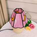 Tiffany Style Stained Glass Mushroom Table Lamp, Cute Small Bedside Night Light for Bedroom Living Room, Unique Aesthetic Home Decor Gift for Girls Women Birthday (Pink)