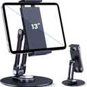 Tablet Stand Holder for iPad, Adjustable with 360 Rotating Base for Desk, Aluminum Swivel Tablet Stand Compatible with iPad Air, Mini, 10.2,9.7, Pro 11/13 and More (Black)