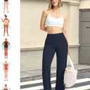 SEVEGO Tall Women's 36 Inseam Wide Leg Yoga Pants High Waist Stretch Dress Casual Long Sweatpants with Pockets (Blue, L)