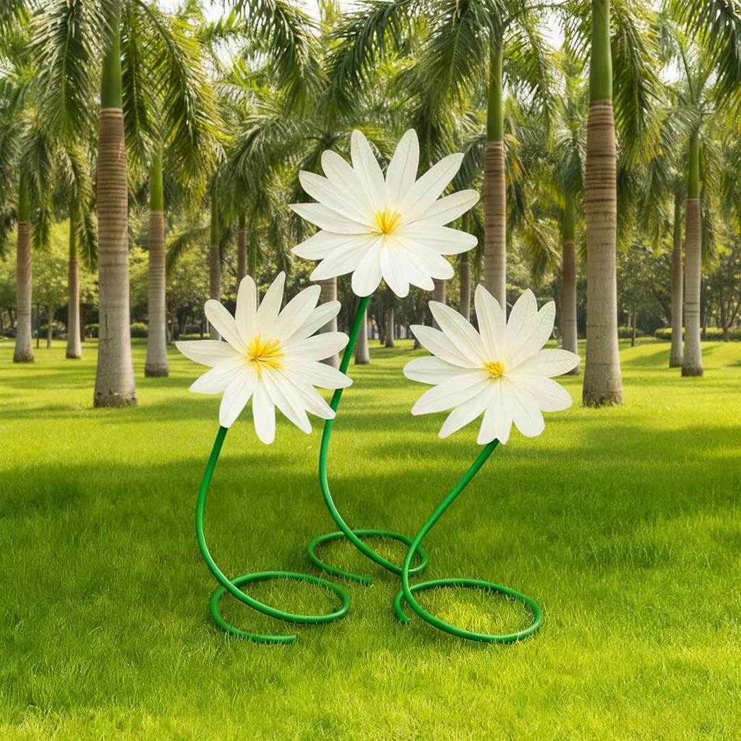 3 Pcs 5 ft Large Daisy Flowers Giant Artificial White Daisy Standing Huge Handcrafted Flowers Decoration for Garden Birthday Office Wedding Party Graduation Shop Window Display