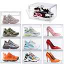 1 Pack Clear Shoe Box, Acrylic Sneaker Display Case Size 12.5, Transparent Storage Box with Magnetic Door, Showcase for Cosmetic, Displays, Action Figures Collectibles, Size 12.5 for Men Women Shoes