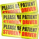 Student Driver Magnet for Car - Upgraded Please Be Patient Student Driver Vehicle Bumper Magnetic Sticker, Stronger Magnetic New Student Driver Safety Warning Reflective Signs for Beginner, Set of 3 (Yellow&red-thicken)