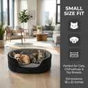 Small Dog Bed Cat Bed 16x20 Inch, Calming Pet Bed for Puppies, Teacup Dogs & Kittens, Half-Enclosed Open-Top Velvet Anti-Anxiety Bed, Machine Washable Cozy Snuggle Bed (Black)