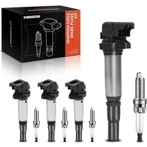A-Premium Set of 4 Ignition Coil Pack and Iridium Spark Plugs Compatible with Mini Cooper 2007-2013, Cooper Countryman 2011-2016, Cooper Paceman 2013-2016, 1.6L