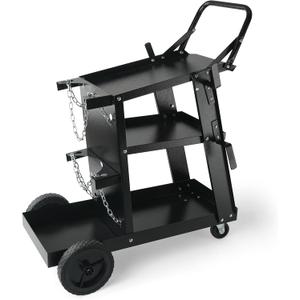 VEVOR Welding Cart, 3-Tier Welder Cart Heavy Duty with 400 Lbs Weight Capacity, 360 Swivel Wheels, Tank Storage Safety Chains, Rolling MIG Welder Cart for TIG, ARC, MMA, Plasma Cutter Welding Machine