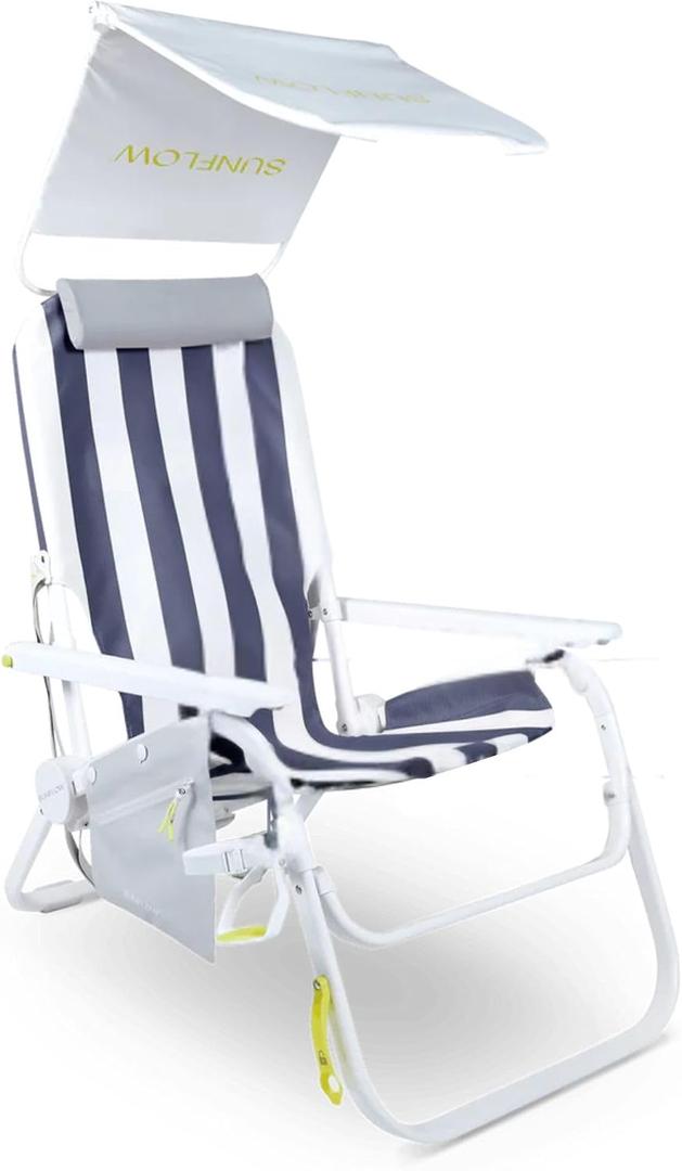 SUNFLOW Shore Thing Beach Chair Signature Setup, Deep Blue Stripe, Deep Blue Stripe - the Signature Setup, 
24 x 31 x 6 inches